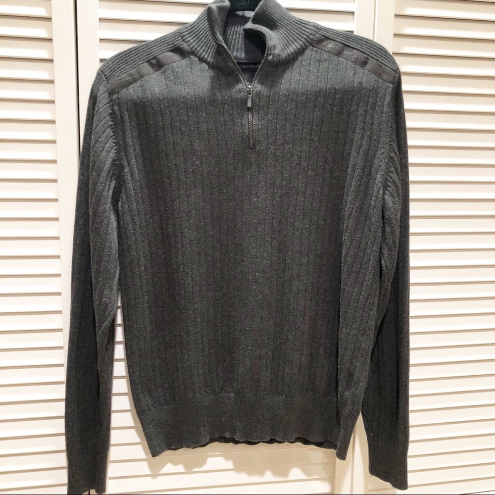 Calvin Klein Gray 3/4 Zip Sweater